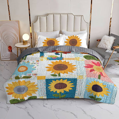 Shineful All Season Quilt 3-Piece Set Love Sunshine Sunflowers