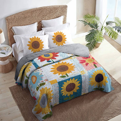 Shineful All Season Quilt 3-Piece Set Love Sunshine Sunflowers