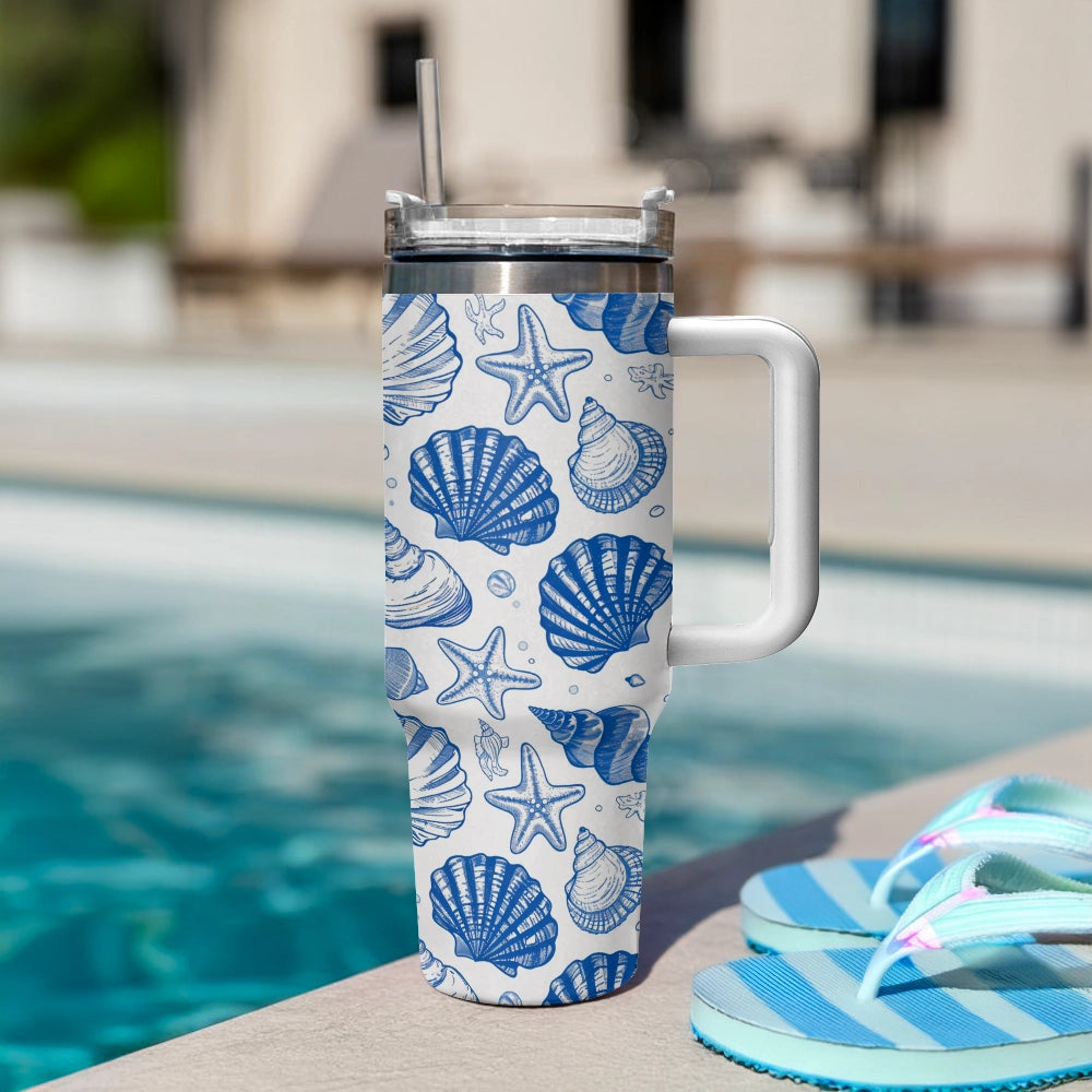 Shineful Tumbler Seaside Shell Sketch