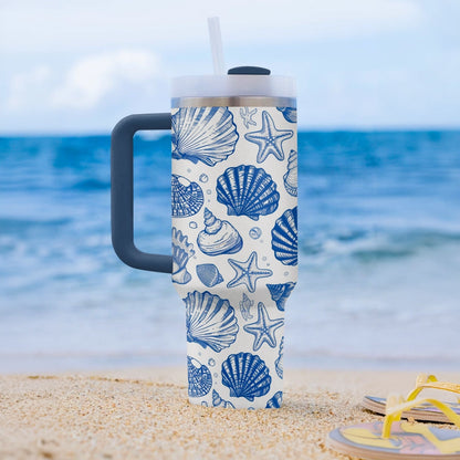 Shineful Tumbler Seaside Shell Sketch