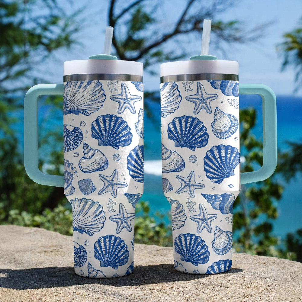 Shineful Tumbler Seaside Shell Sketch