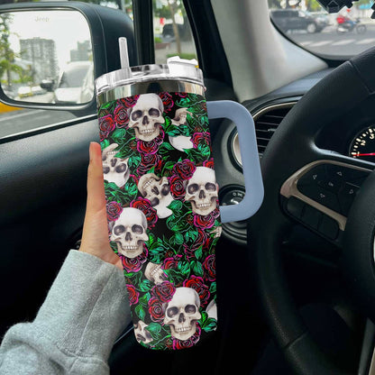 Skull Rose 40 Oz Shineful™ Tumbler Tl10 Sky Blue 40Oz