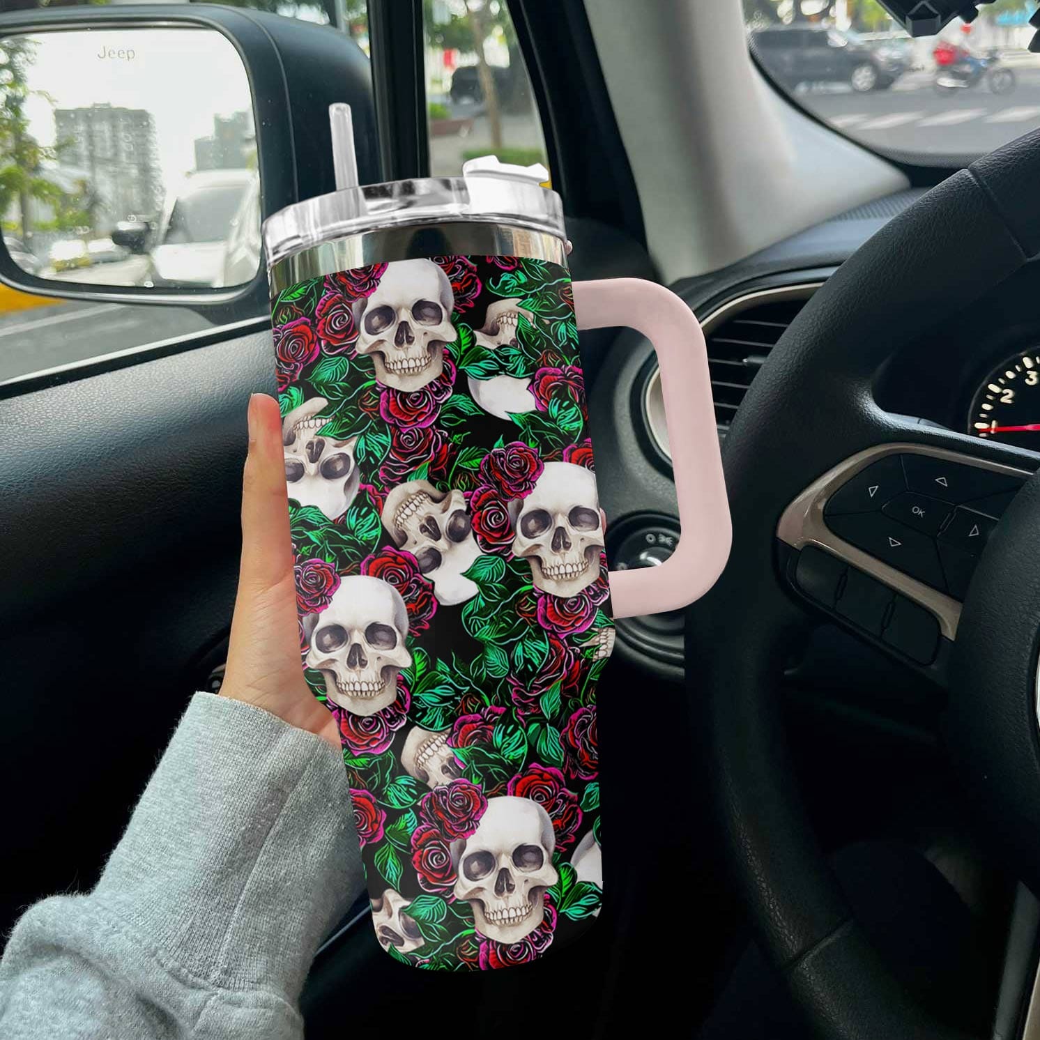 Skull Rose 40 Oz Shineful™ Tumbler Tl10 Pink 40Oz