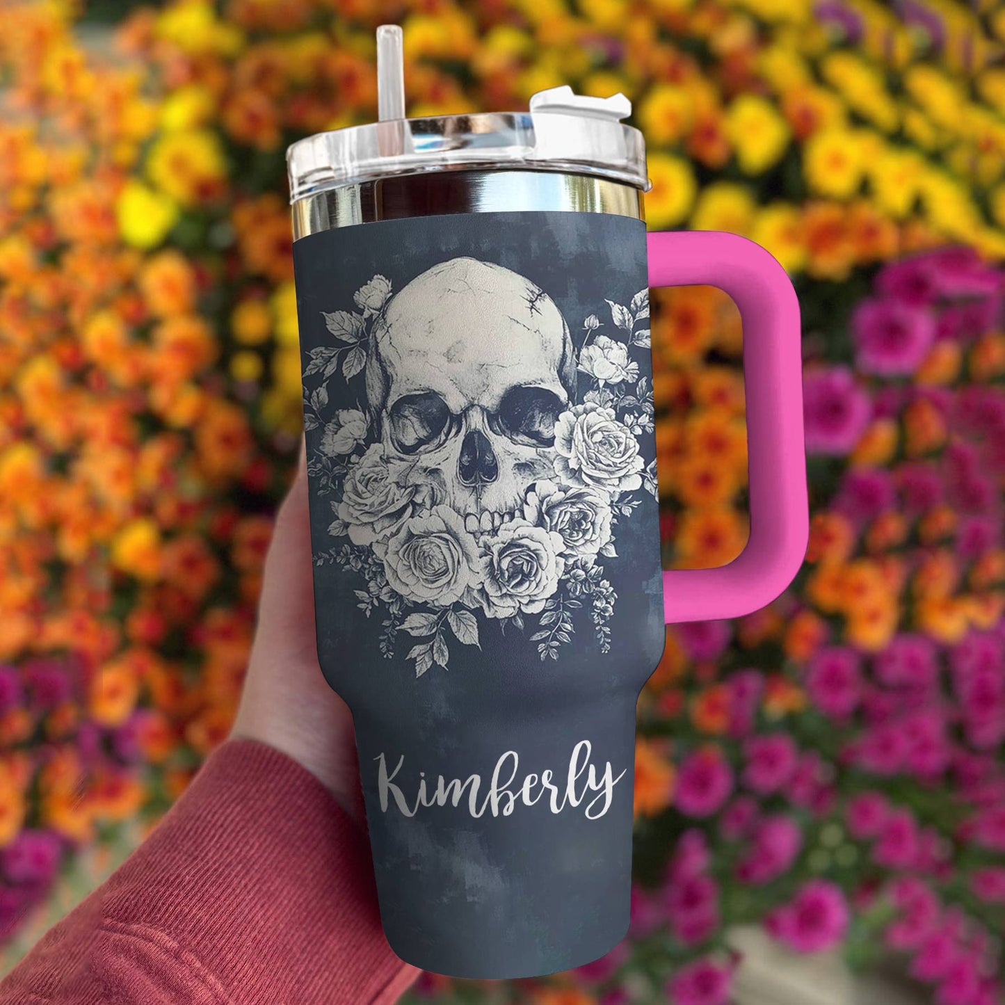 Skull Personalized 40 Oz Shineful™ Tumbler Faith Love Tl10 Hot Pink 40Oz