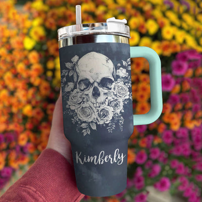 Skull Personalized 40 Oz Shineful™ Tumbler Faith Love Tl10 Turquoise Blue 40Oz