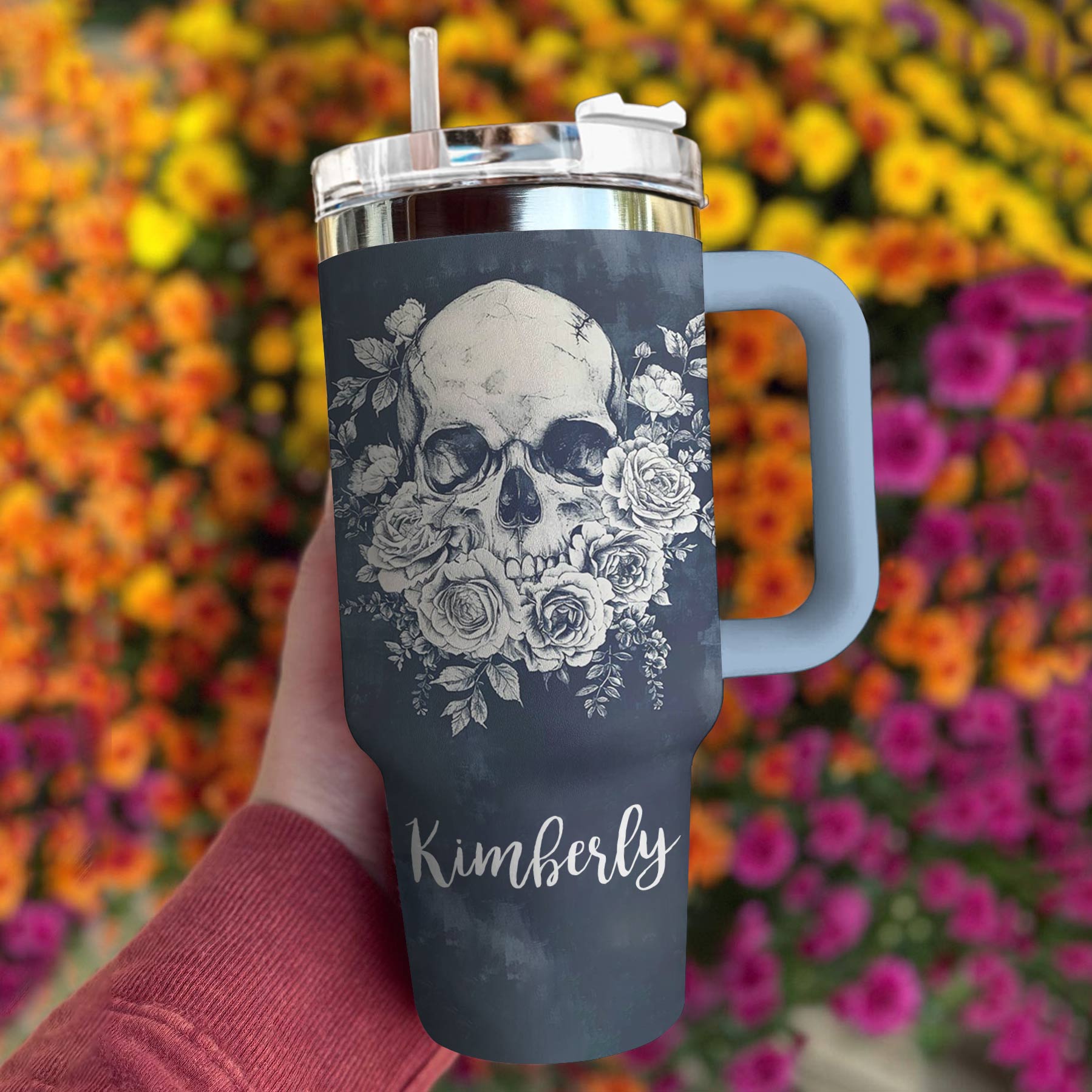 Skull Personalized 40 Oz Shineful™ Tumbler Faith Love Tl10 Sky Blue 40Oz