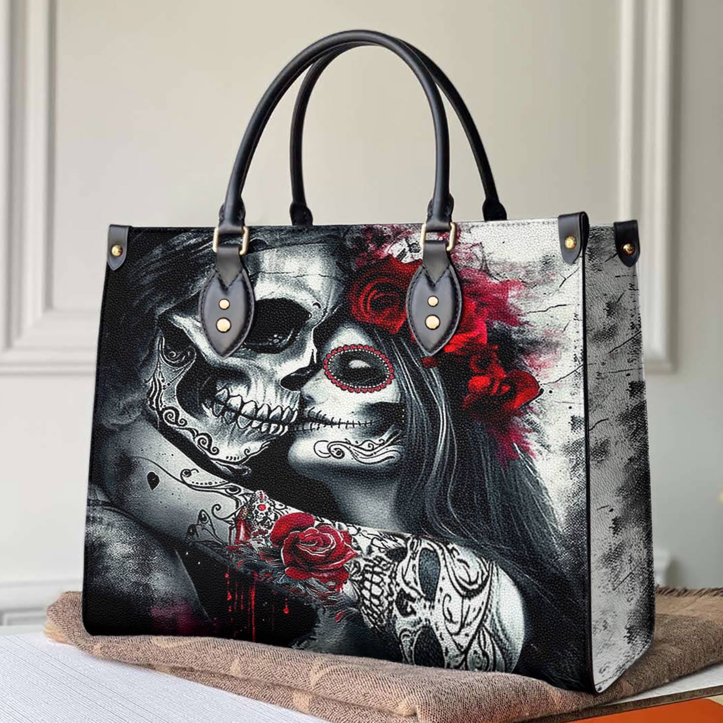 Skull Leather Bag Shineful Everlasting Love Tl10 Black