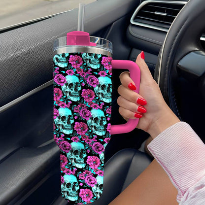 Shineful Tumbler Gorgeous Flowers Skull