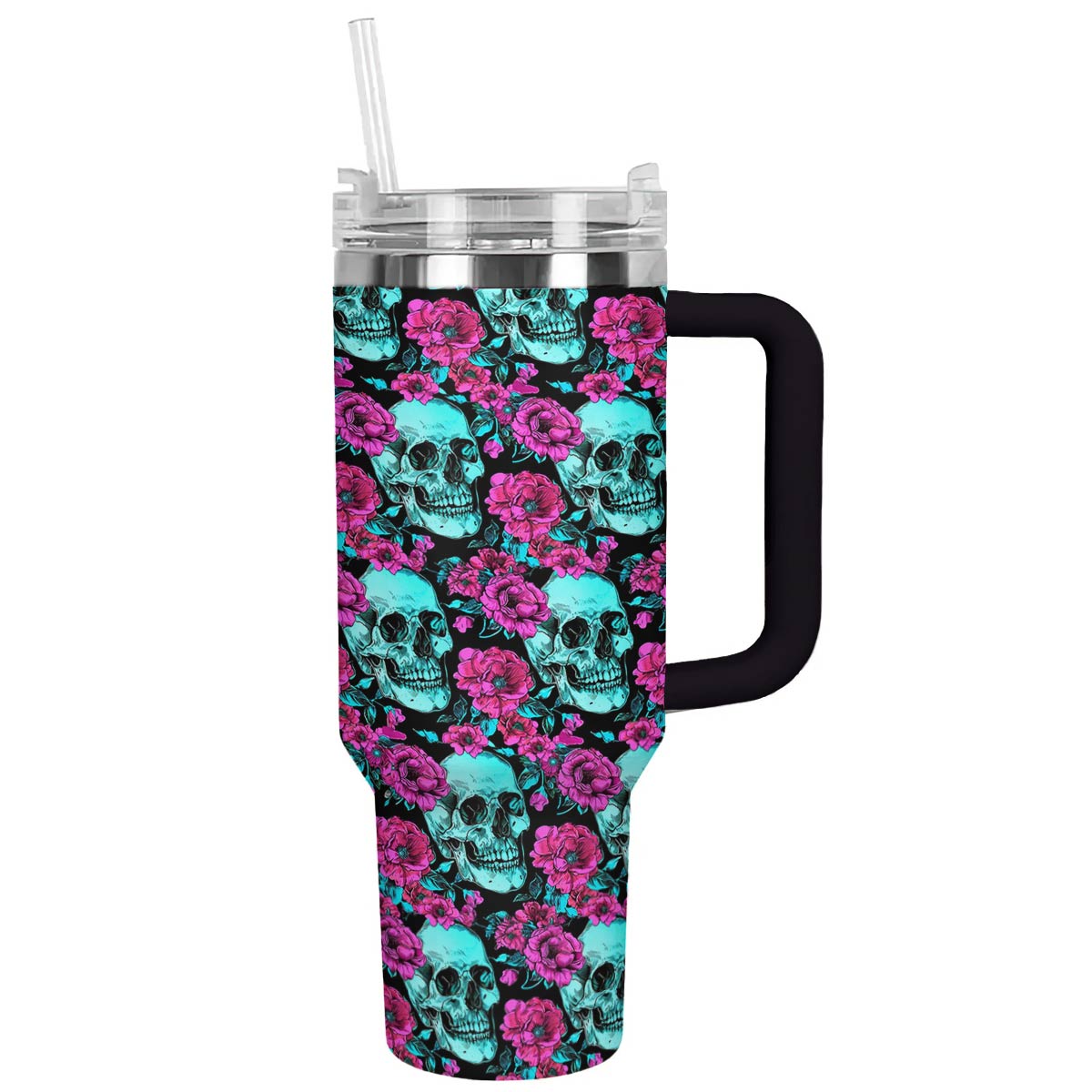 Shineful Tumbler Gorgeous Flowers Skull