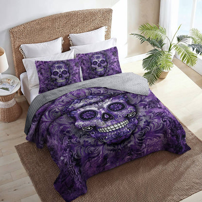 Shineful All Season Quilt 3-Piece Set Gorgeous Mandala Skull