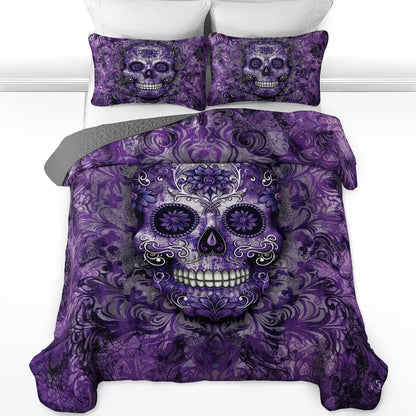 Shineful All Season Quilt 3-Piece Set Gorgeous Mandala Skull