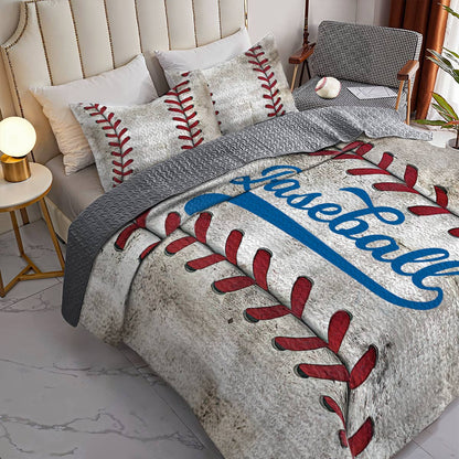 Shineful All Season Quilt 3-Piece Set Baseball Love