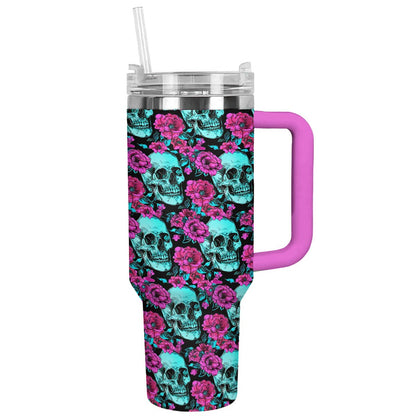 Shineful Tumbler Gorgeous Flowers Skull