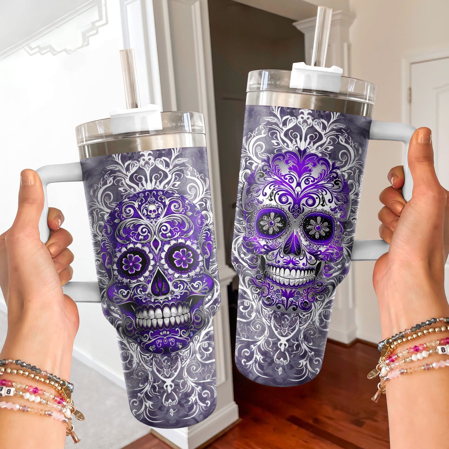 Shineful Glossy Tumbler Gorgeous Mandala Skull