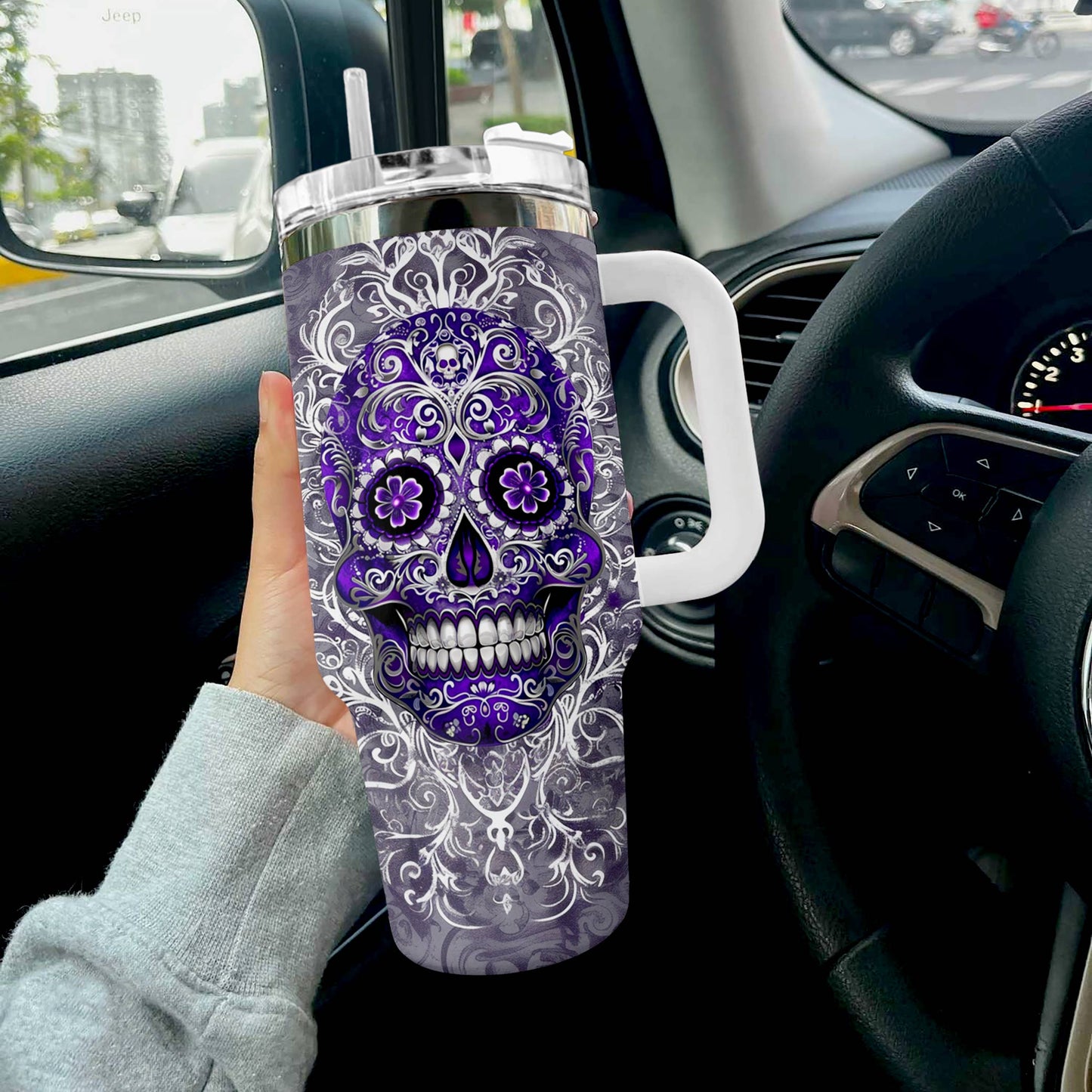 Shineful Glossy Tumbler Gorgeous Mandala Skull