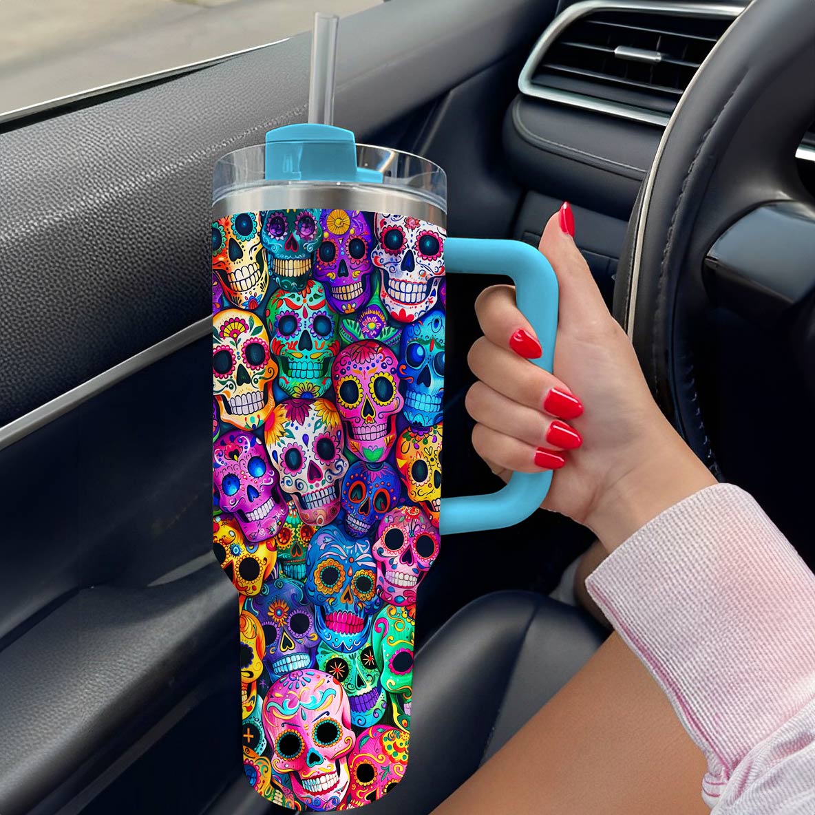 Shineful Glossy Tumbler Colorful Sugar Skull