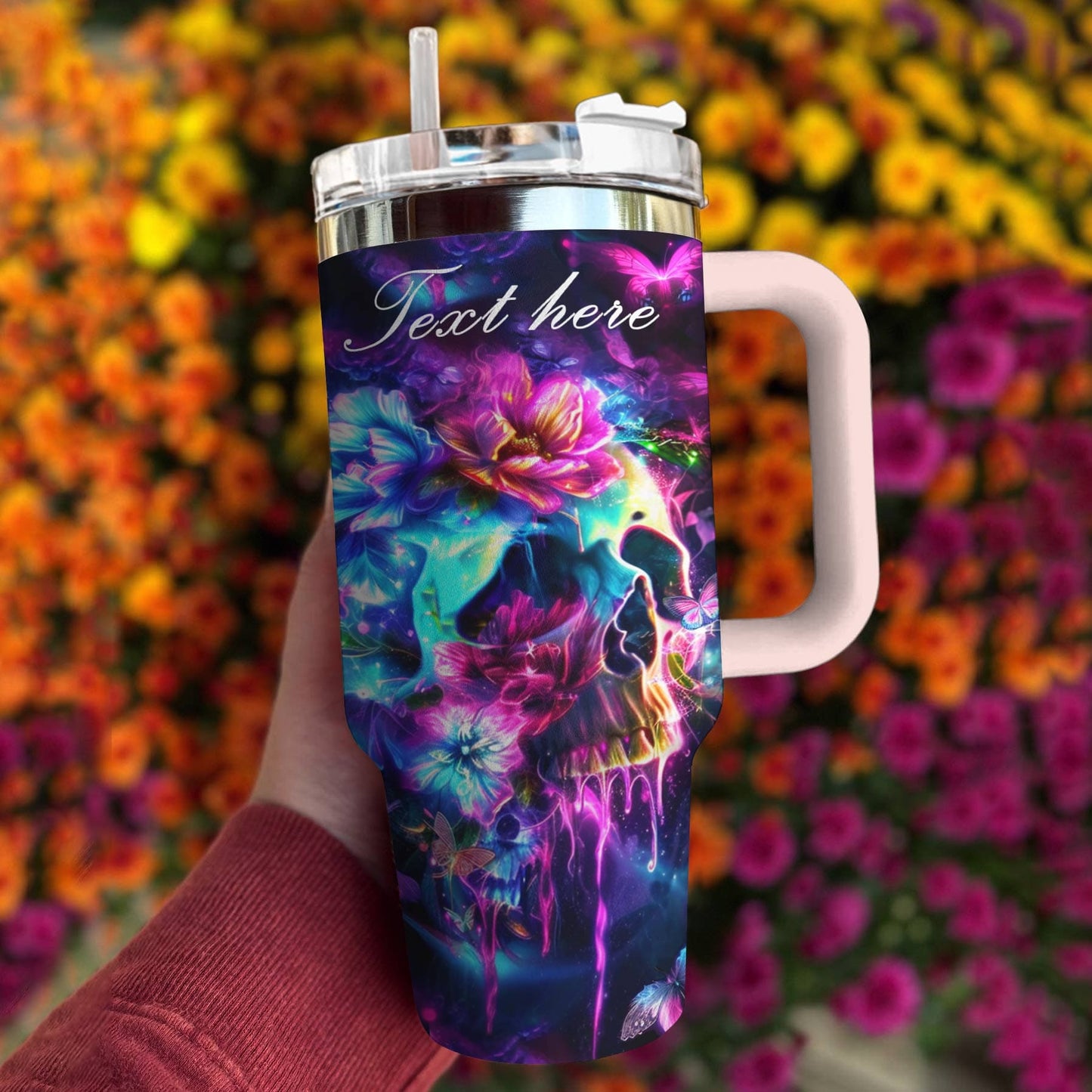 Skull Personalized 40 Oz Shineful™ Tumbler I Miss U Tl10 Pink 40Oz