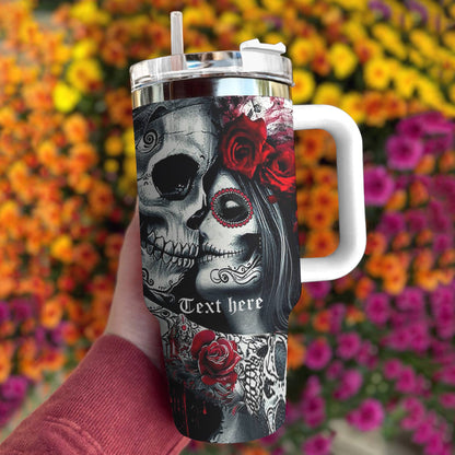 Glänzender Becher Totenkopf personalisiert Love