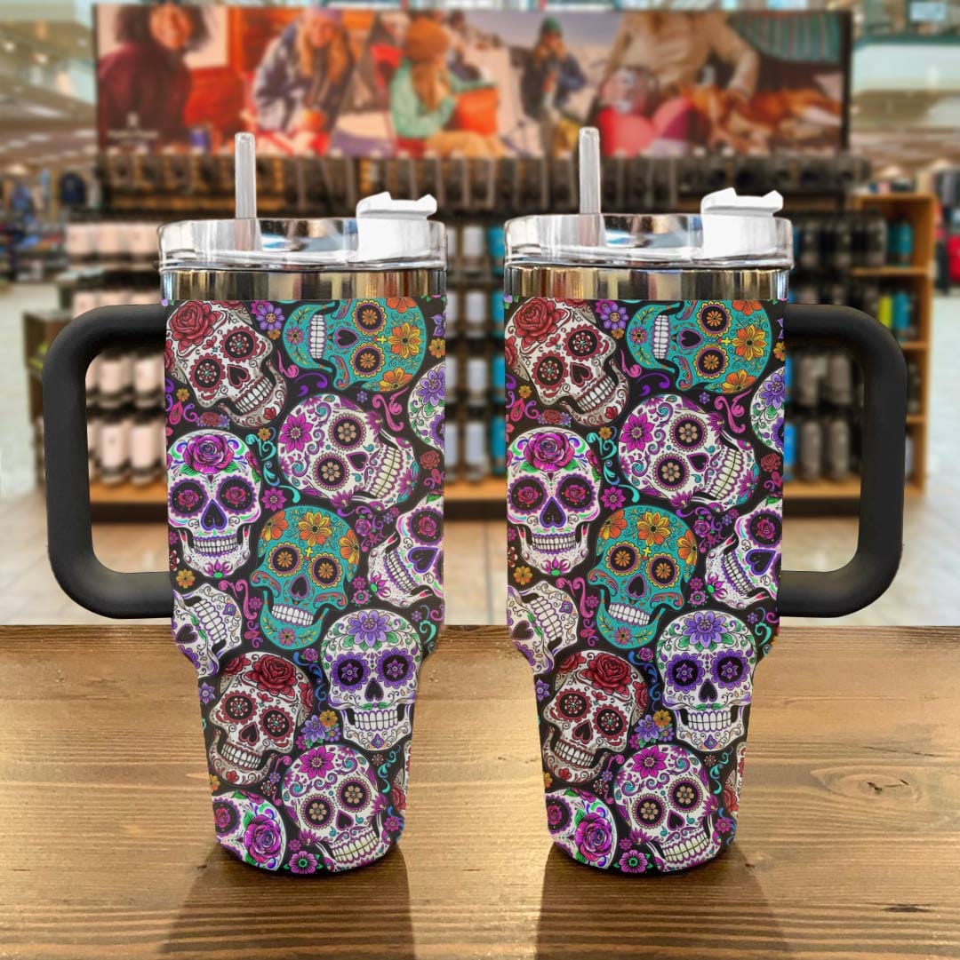 Skull 40 Oz Shineful™ Tumbler Madala Skulls Lovely Tl10 Black 40Oz