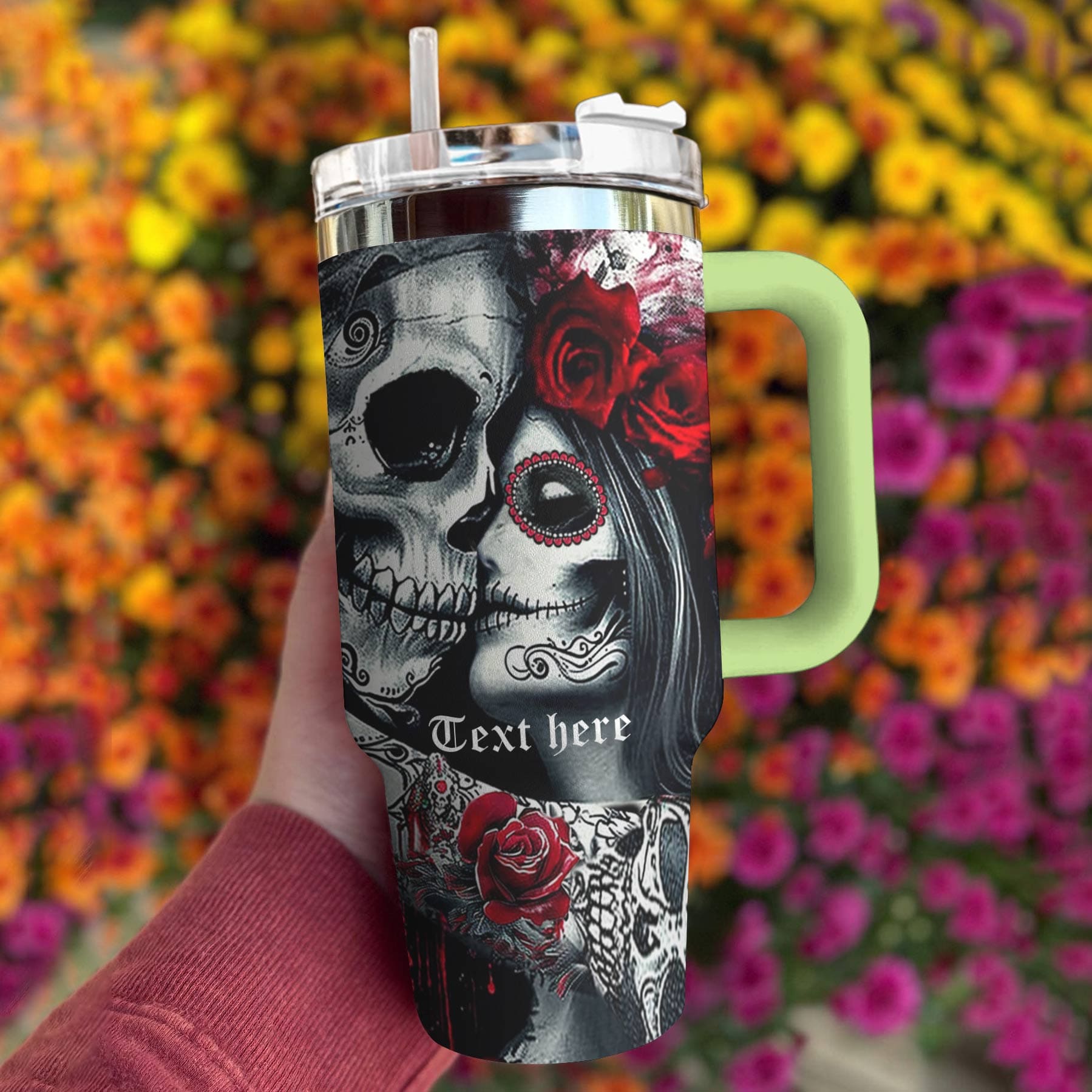 Skull Personalized 40 Oz Shineful™ Tumbler Love Tl10 Green 40Oz