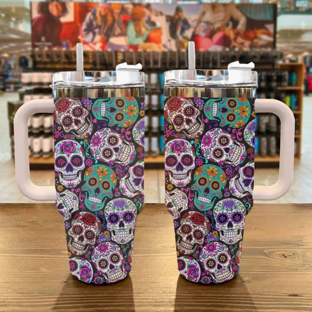 Skull 40 Oz Shineful™ Tumbler Madala Skulls Lovely Tl10 Pink 40Oz