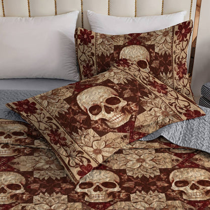 Shineful All Season Quilt 3-Piece Set Skull Love