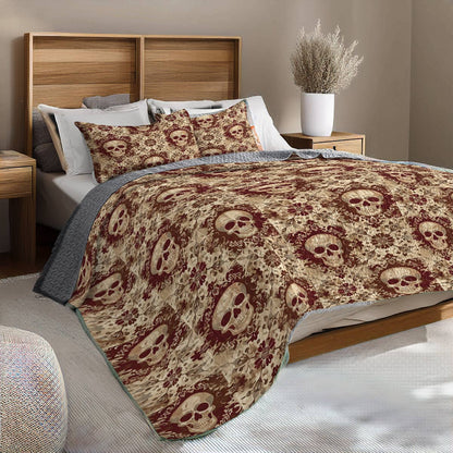 Shineful All Season Quilt 3-Piece Set Skull In My Heart