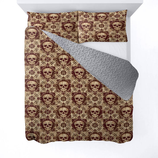 Shineful All Season Quilt 3-Piece Set Skull In My Heart