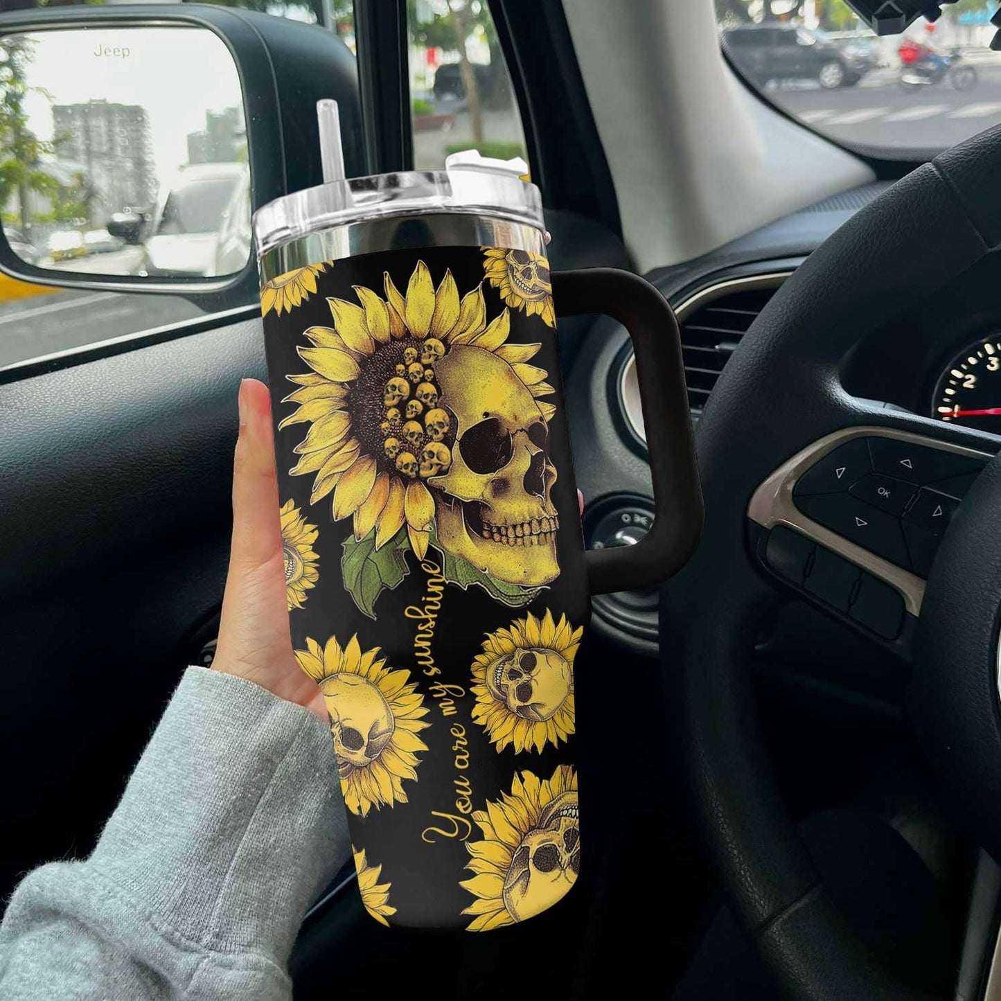 Skull Personalized 40 Oz Shineful™ Tumbler You Are My Sunshine Tl10 Black 40Oz