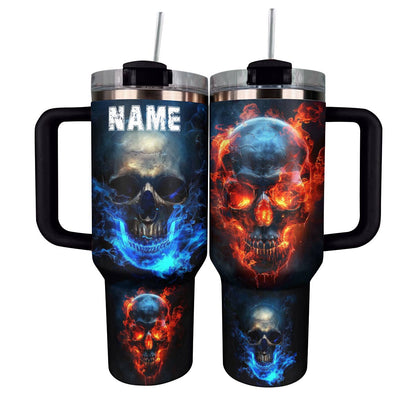 Shineful Tumbler Personalized The Power Of Fire And Ice Skull