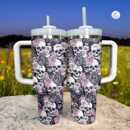 Shineful Tumbler Gentle Pink Rose Skull