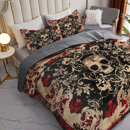 Shineful All Season Quilt 3-Piece Set Delicate Sugar Skull Lovely