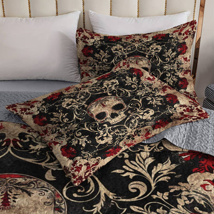 Shineful All Season Quilt 3-Piece Set Delicate Sugar Skull Lovely