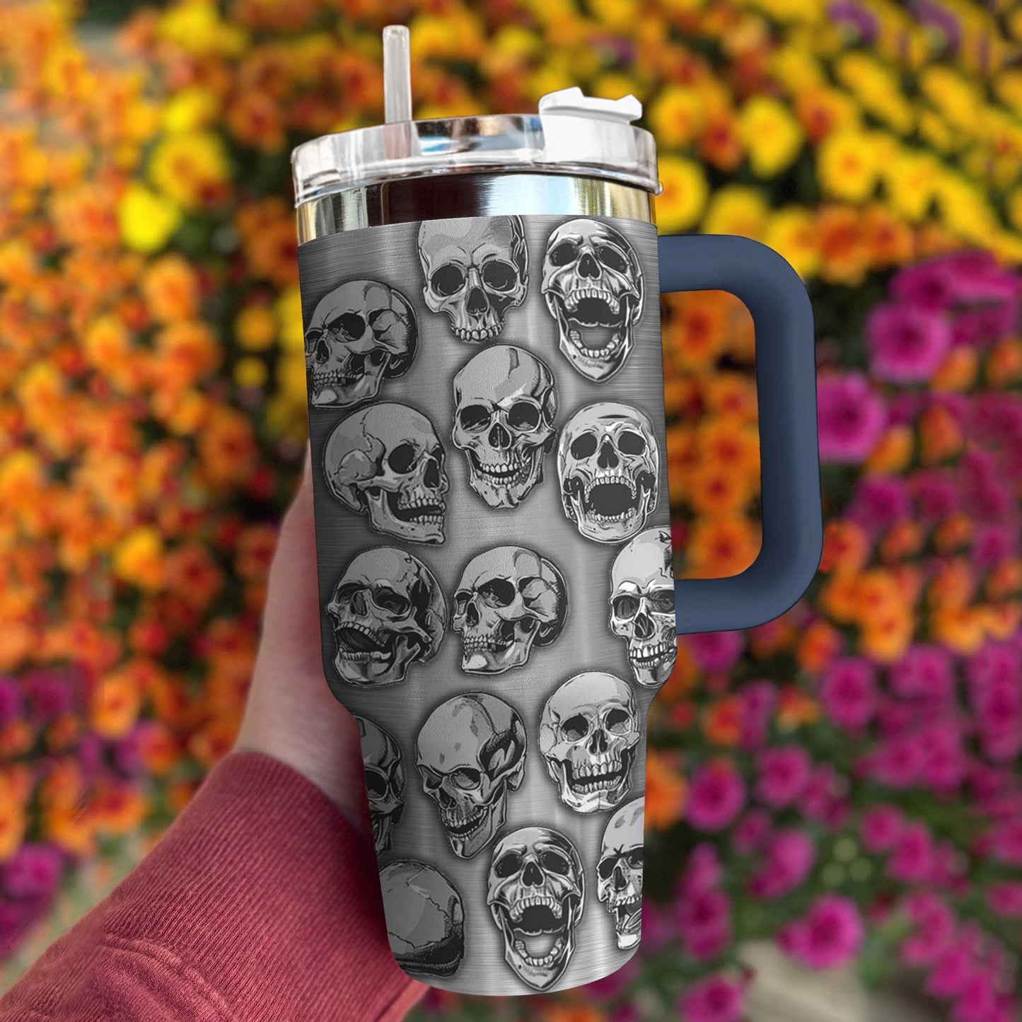 Skull 40 Oz Shineful™ Tumbler Simple Tl10 Navy 40Oz