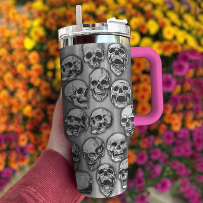 Skull 40 Oz Shineful™ Tumbler Simple Tl10 Hot Pink 40Oz