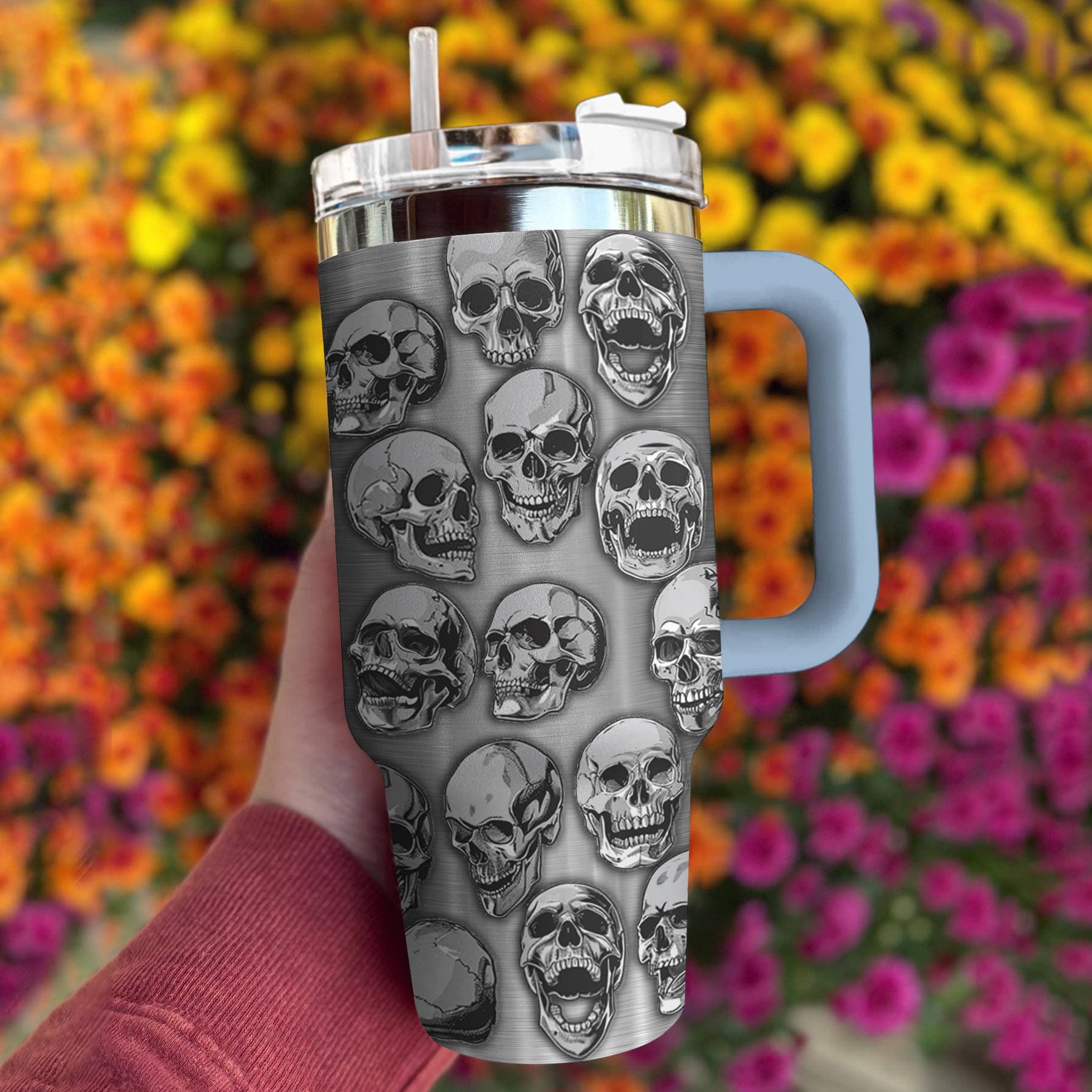 Skull 40 Oz Shineful™ Tumbler Simple Tl10 Sky Blue 40Oz