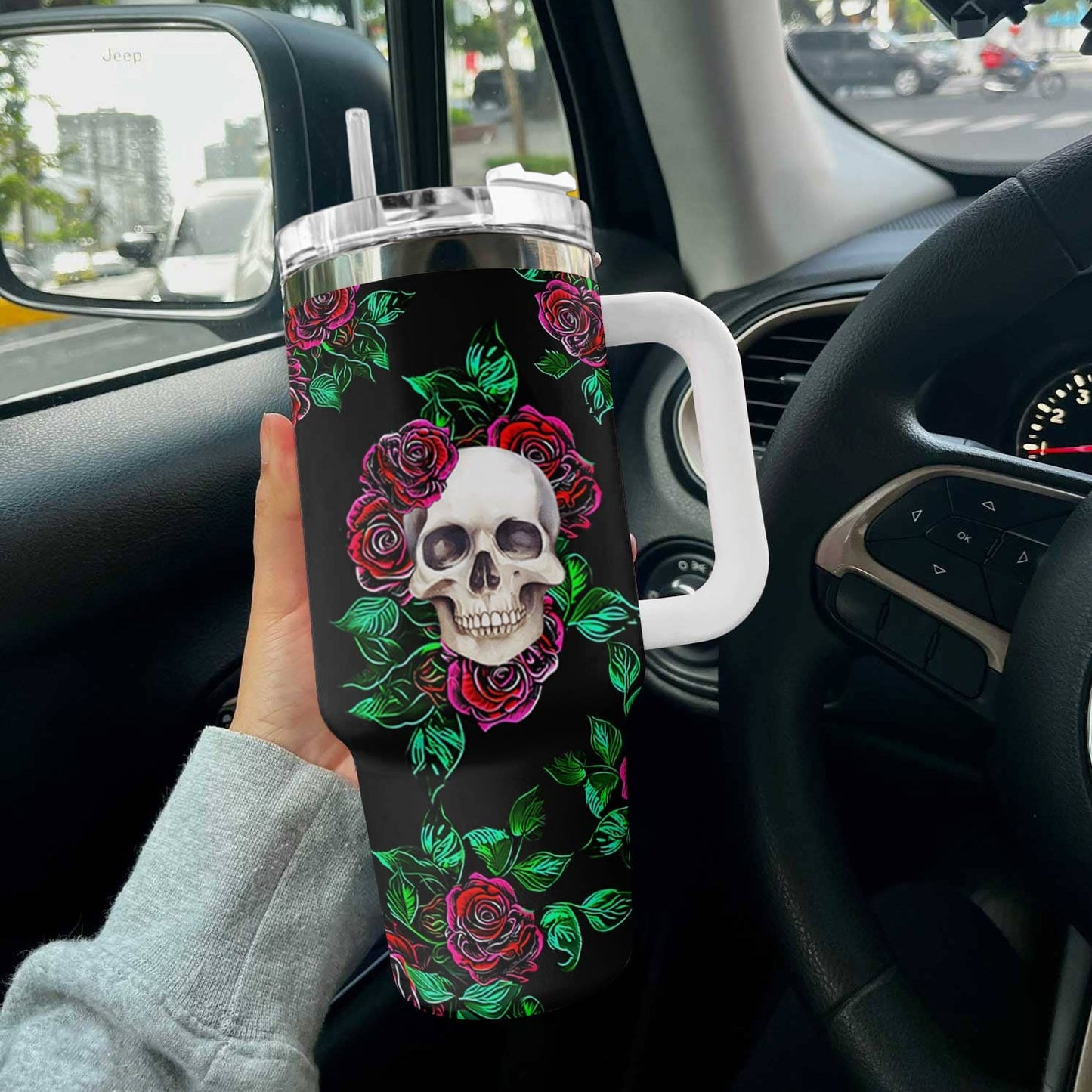 Skull 40 Oz Shineful™ Tumbler Enchanting Tl10 White 40Oz