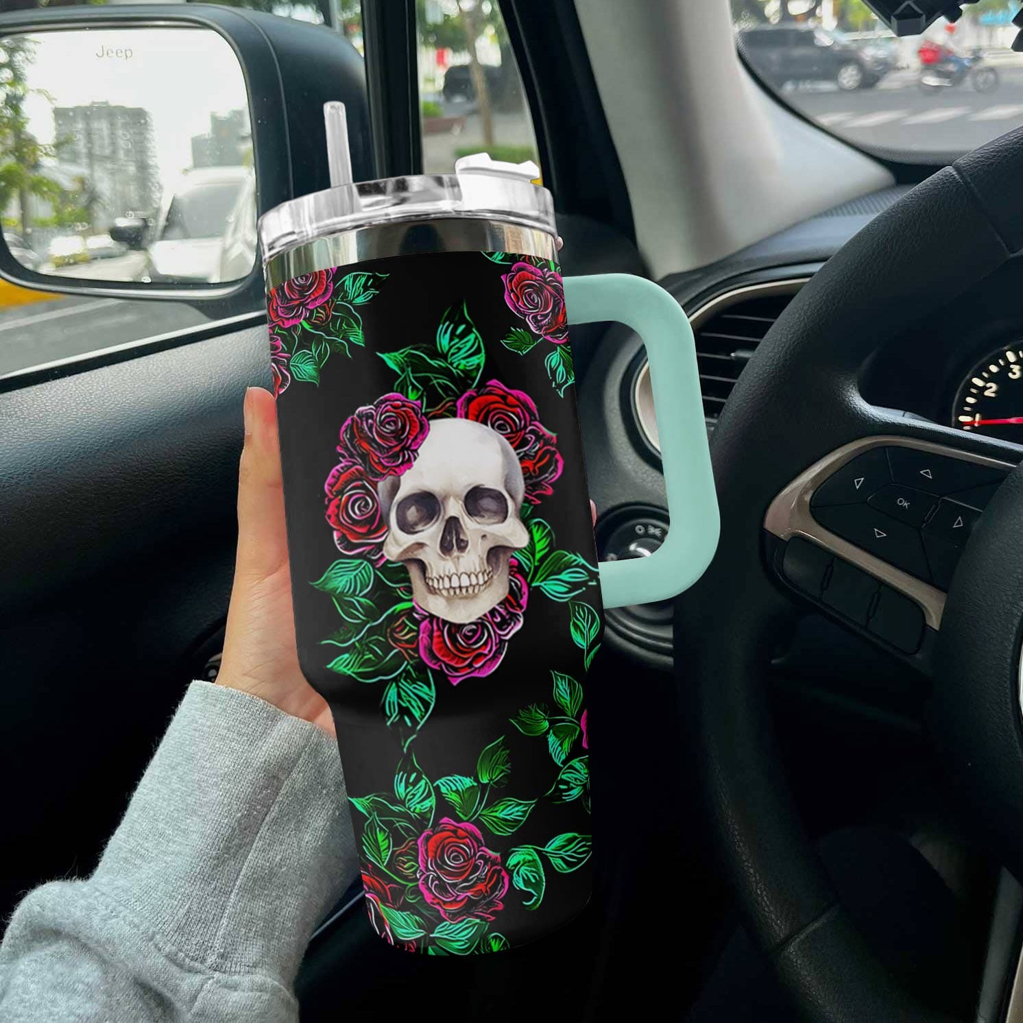 Skull 40 Oz Shineful™ Tumbler Enchanting Tl10 Turquoise Blue 40Oz