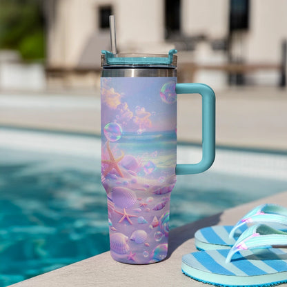 Shineful Glossy Tumbler Serene Beach Scene