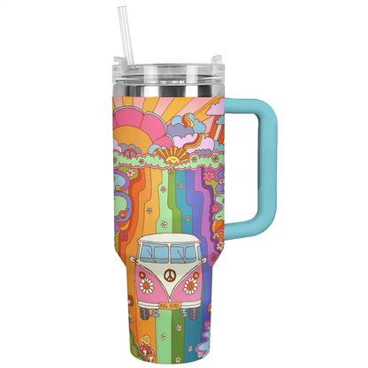 Glänzender Becher Rainbow Hippie Van