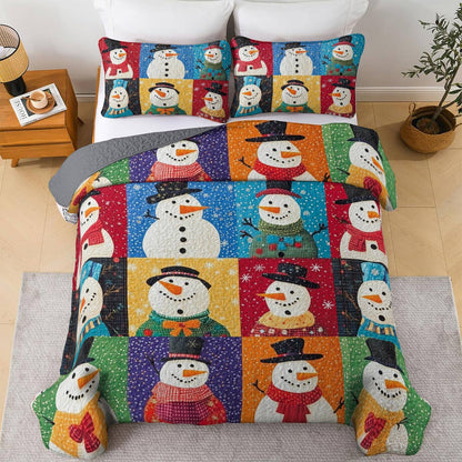 Shineful All Season Quilt 3-Piece Set Funny Snowman