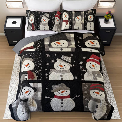 Shineful Flat Print All Season Quilt 3-Piece Set Happy Snowman