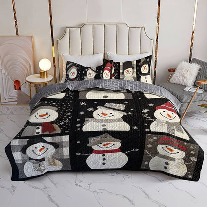 Shineful Flat Print All Season Quilt 3-Piece Set Happy Snowman