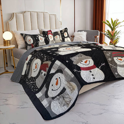 Shineful Flat Print All Season Quilt 3-Piece Set Happy Snowman