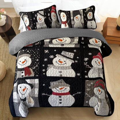 Shineful Flat Print All Season Quilt 3-Piece Set Happy Snowman