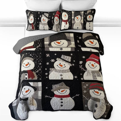 Shineful Flat Print All Season Quilt 3-Piece Set Happy Snowman