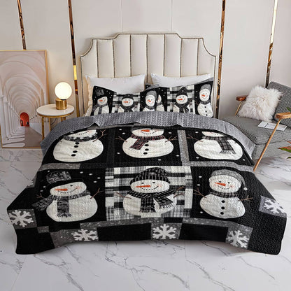 Ensemble de courtepointe toutes saisons Shineful Flat Print 3 pièces Bonhomme de neige mignon