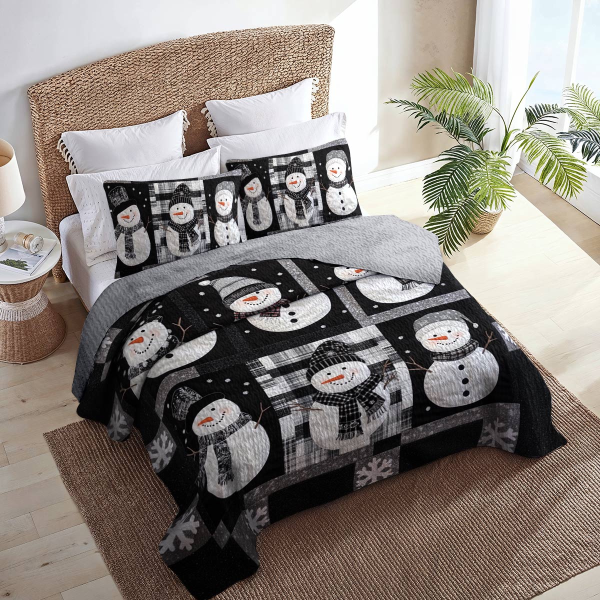 Shineful Flat Print All Season Quilt 3-Piece Set Cuteness Overload Snowman