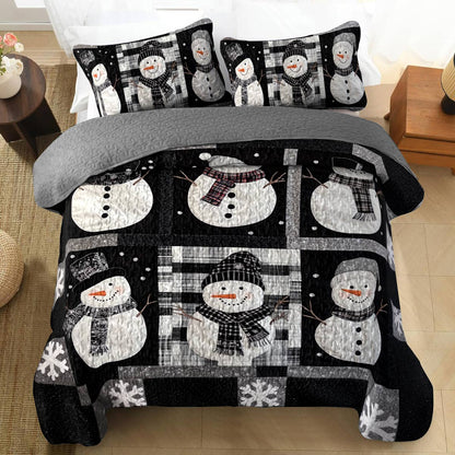 Ensemble de courtepointe toutes saisons Shineful Flat Print 3 pièces Bonhomme de neige mignon