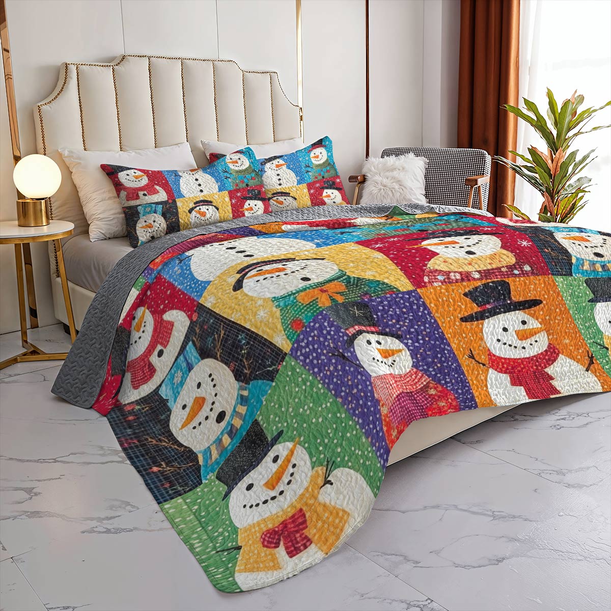 Shineful All Season Quilt 3-Piece Set Funny Snowman